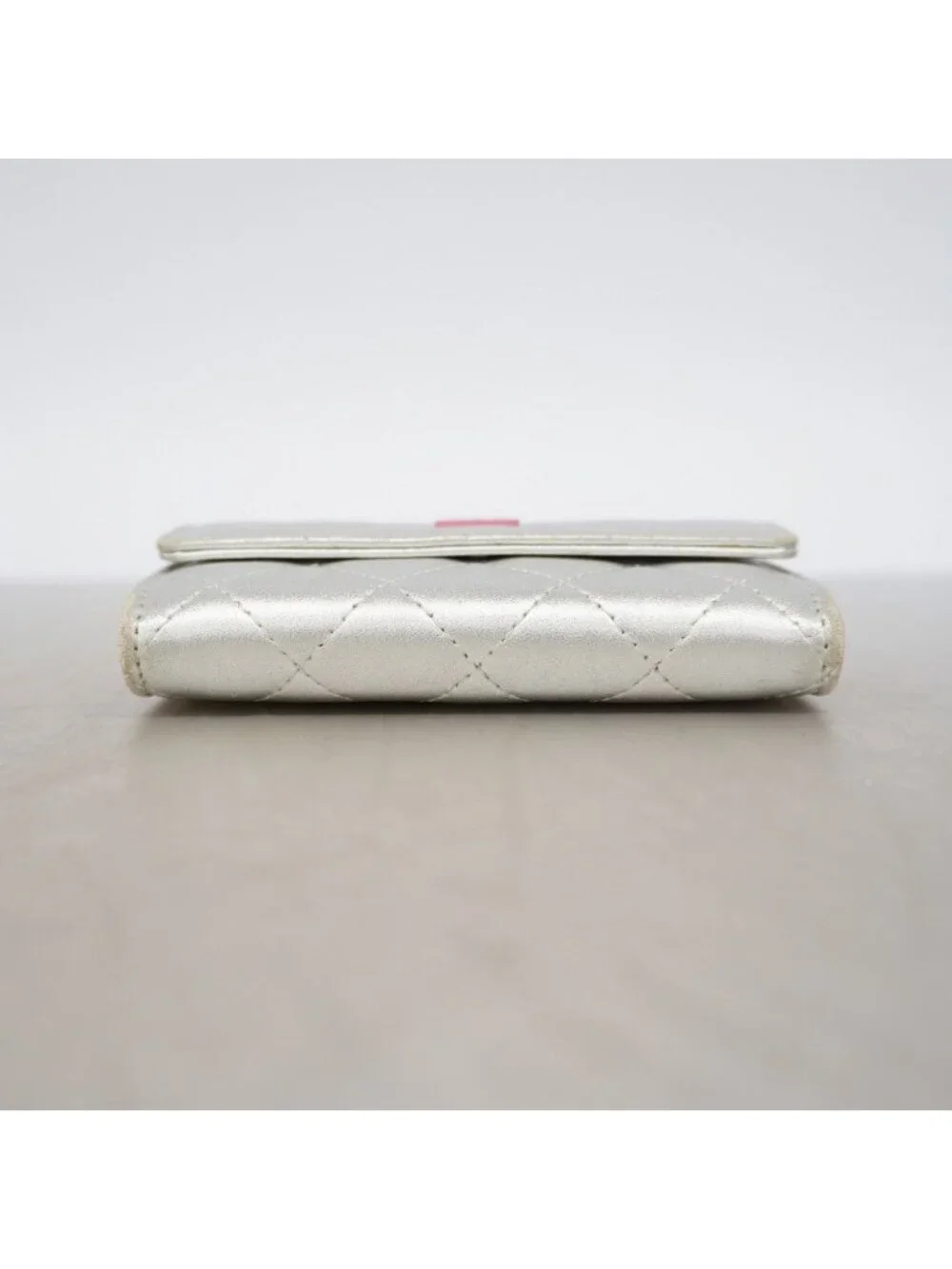 Chanel Card Case Quilted Lambskin Silver